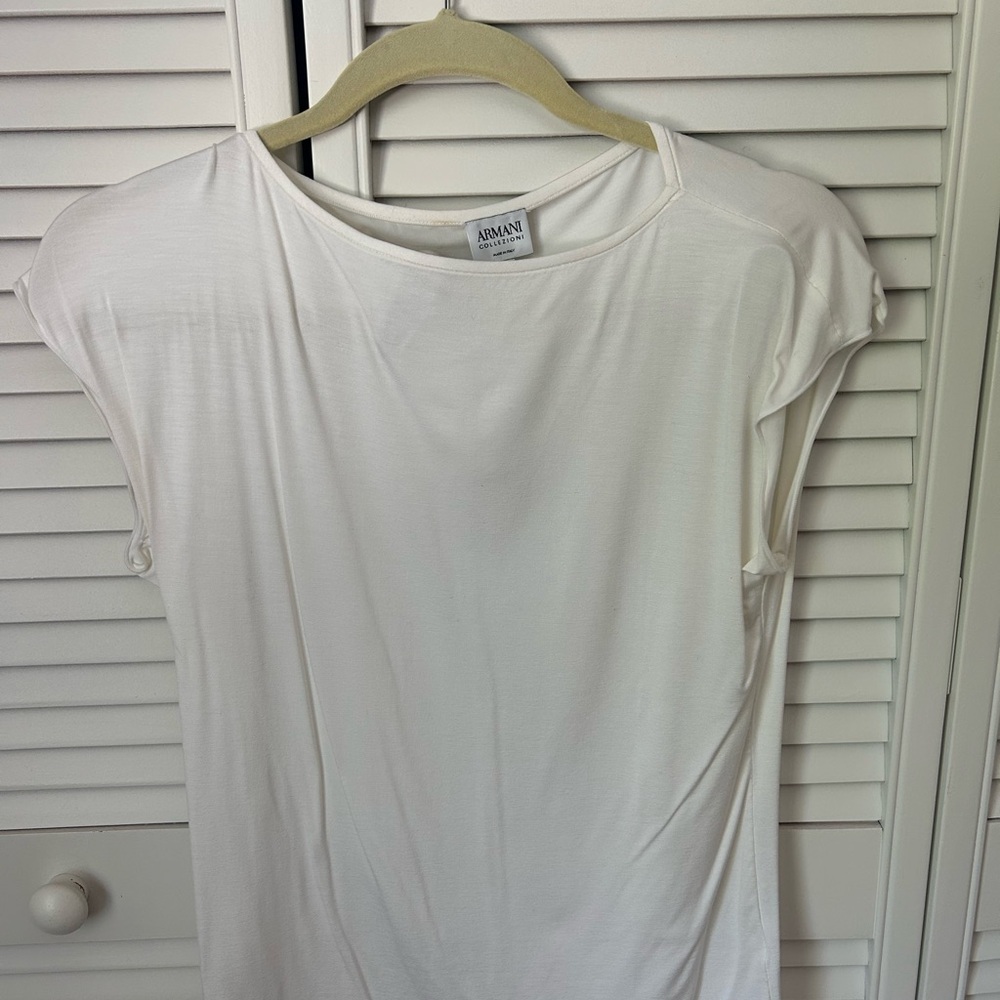 Armani Collezioni White Relaxed Cap Sleeve T-Shirt Size 10
